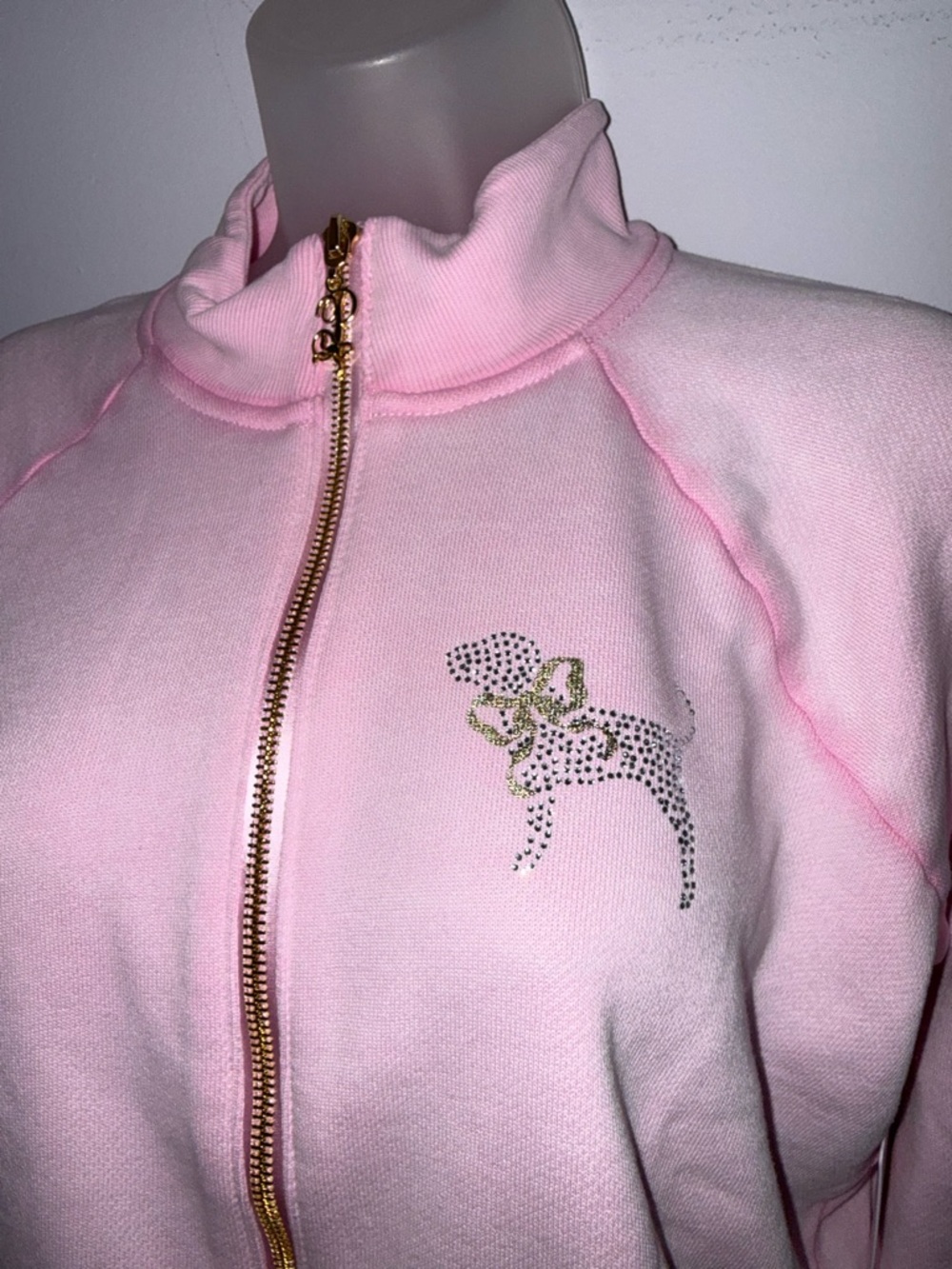 PINK x LoveShackFancy Reissued Full-Zip Cotton Foldover Flare Leggings Set M - Picture 8 of 10